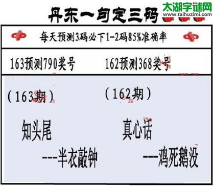 3d第2017163期丹东一句定三码