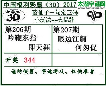 蓝仙子一句定三码17207期