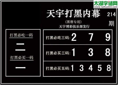 3d214期：天宇一句定三码+胆码图