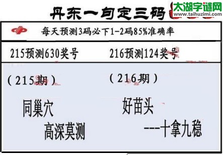 3d第2017216期丹东一句定三码