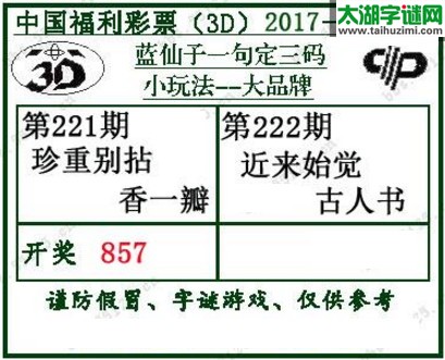 蓝仙子一句定三码17222期