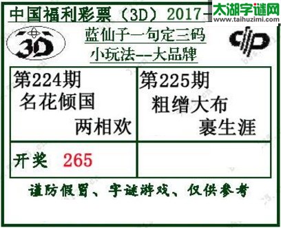 蓝仙子一句定三码17225期