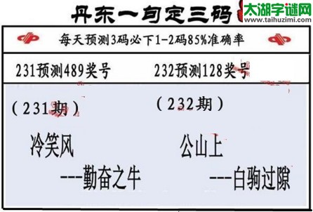 3d第2017232期丹东一句定三码