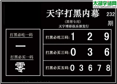 3d232期：天宇一句定三码+胆码图