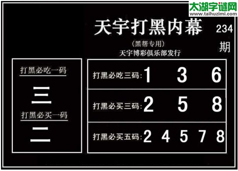 3d234期：天宇一句定三码+胆码图