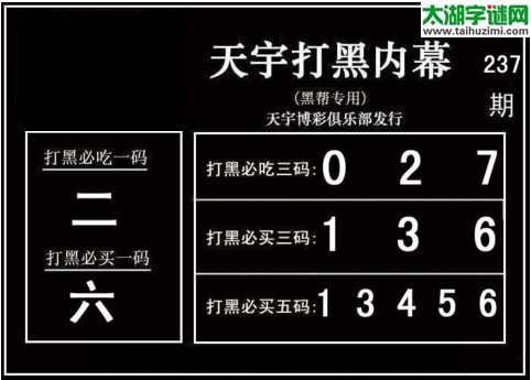 3d237期：天宇一句定三码+胆码图