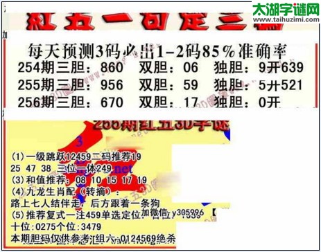 福彩3d红五藏宝图17256期