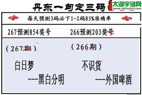 3d第2017267期丹东一句定三码