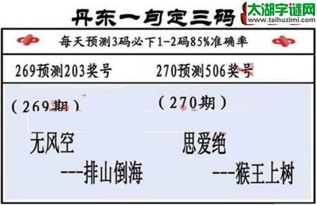 3d第2017270期丹东一句定三码