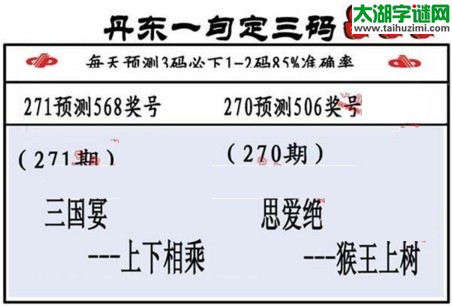 3d第2017271期丹东一句定三码