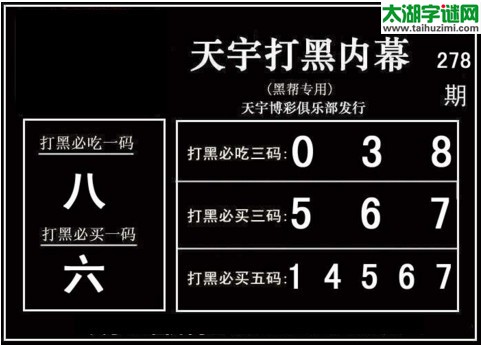 3d278期：天宇一句定三码+胆码图