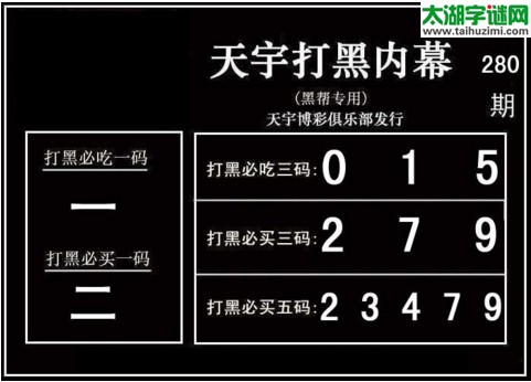 3d280期：天宇一句定三码+胆码图