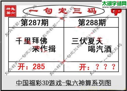 鬼六神算胆码图-17288期