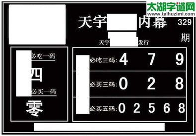 3d329期：天宇一句定三码+胆码图