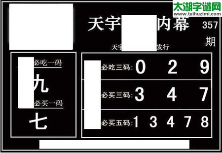 3d357期：天宇一句定三码+胆码图