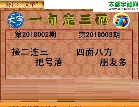 3d003期：天宇一句定三码+胆码图