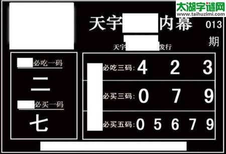 3d013期：天宇一句定三码+胆码图