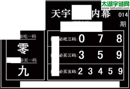 3d014期：天宇一句定三码+胆码图