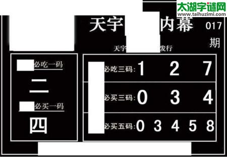 3d017期：天宇一句定三码+胆码图