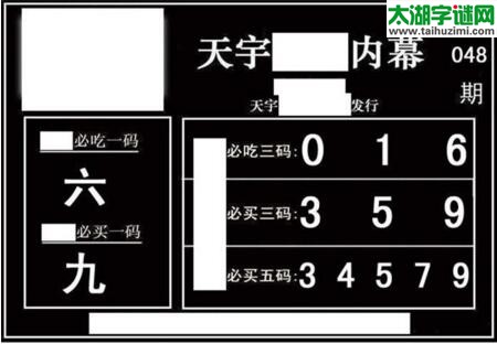 3d048期：天宇一句定三码+胆码图