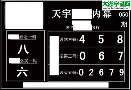 3d050期：天宇一句定三码+胆码图