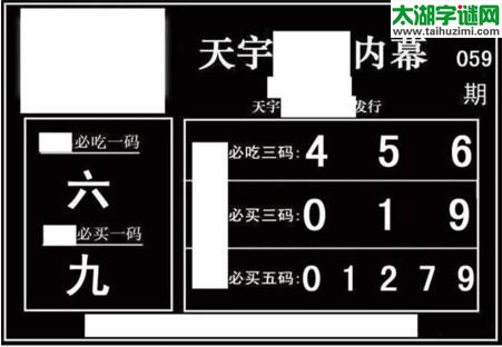 3d059期：天宇一句定三码+胆码图