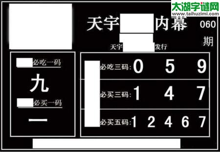 3d060期：天宇一句定三码+胆码图