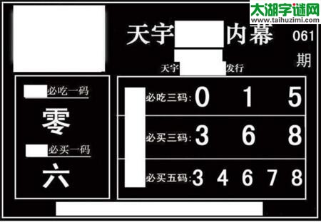 3d061期：天宇一句定三码+胆码图