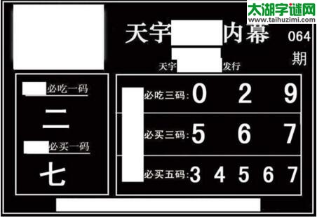 3d064期：天宇一句定三码+胆码图