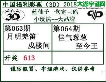 蓝仙子一句定三码18064期