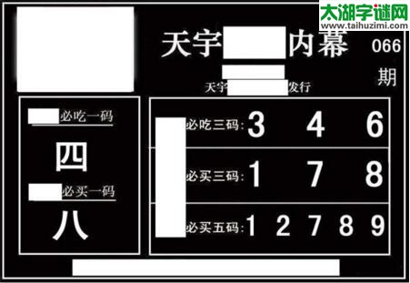 3d066期：天宇一句定三码+胆码图