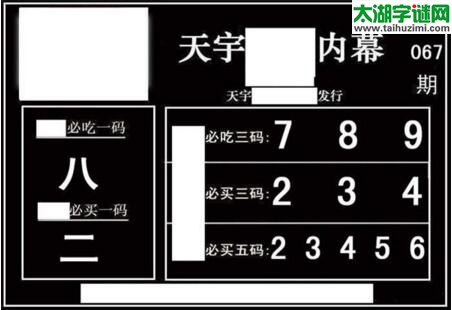 3d067期：天宇一句定三码+胆码图