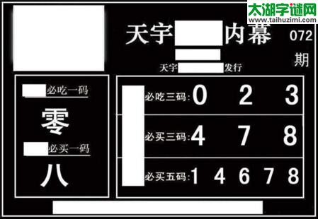 3d072期：天宇一句定三码+胆码图