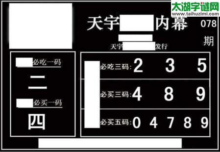 3d078期：天宇一句定三码+胆码图