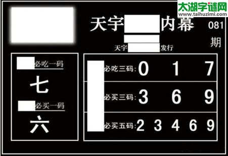 3d081期：天宇一句定三码+胆码图