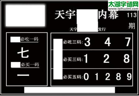 3d113期：天宇一句定三码+胆码图