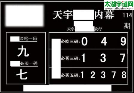 3d114期：天宇一句定三码+胆码图