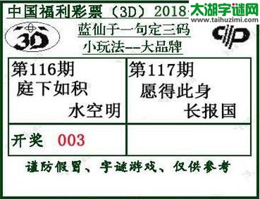 蓝仙子一句定三码18117期