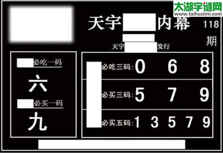 3d118期：天宇一句定三码+胆码图