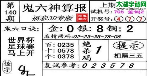 鬼六神算胆码图-18140期