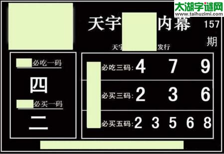 3d157期：天宇一句定三码+胆码图