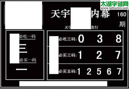 3d160期：天宇一句定三码+胆码图