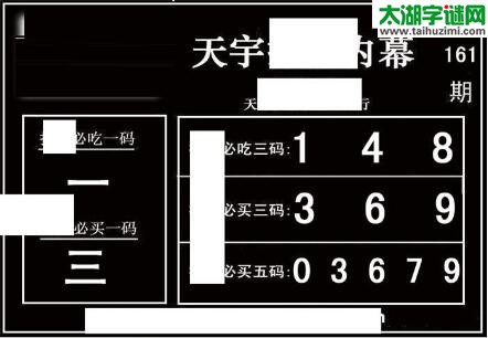 3d161期：天宇一句定三码+胆码图