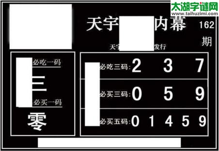 3d162期：天宇一句定三码+胆码图