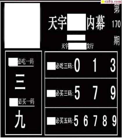 3d170期：天宇一句定三码+胆码图