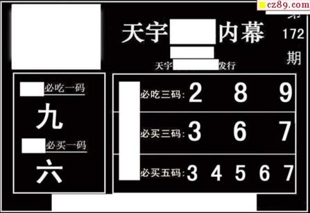 3d172期：天宇一句定三码+胆码图