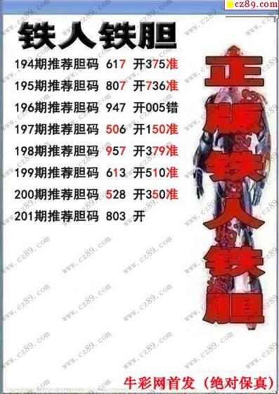 3d201期：铁人铁胆推荐胆码图