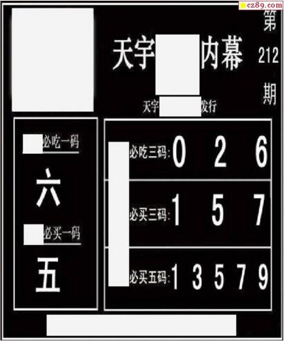 3d212期：天宇一句定三码+胆码图