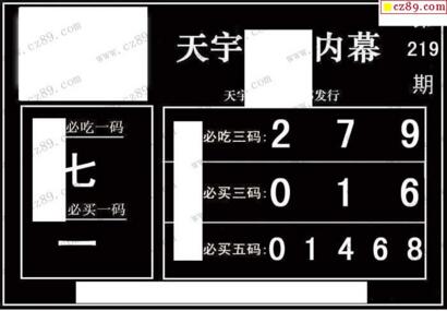 3d219期：天宇一句定三码+胆码图