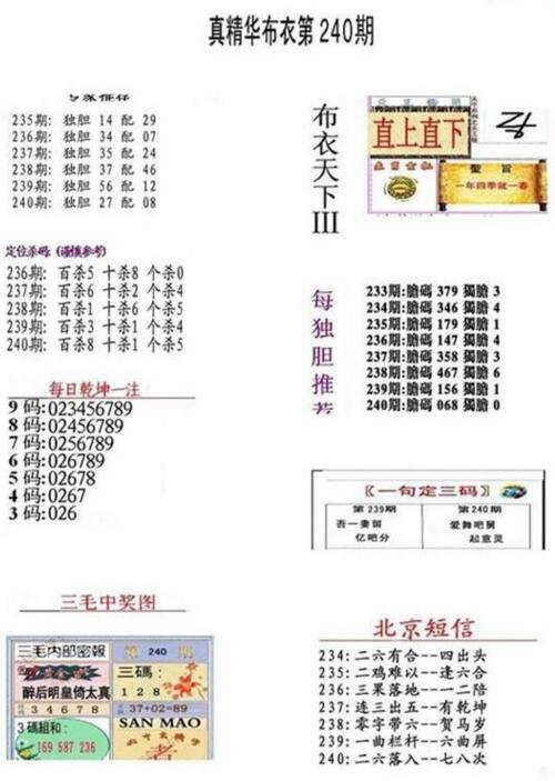 3d18240期：真精华布衣天下图库